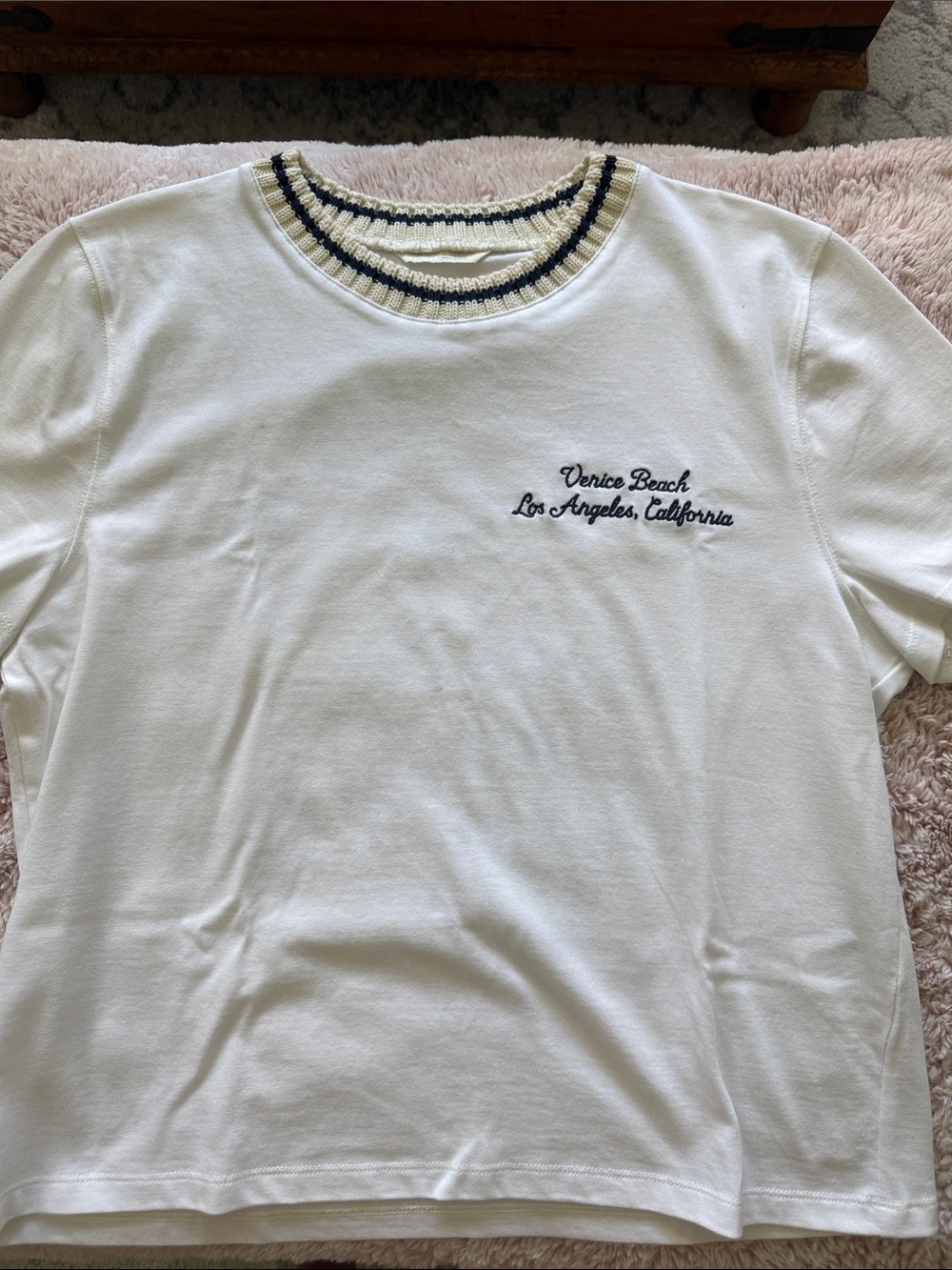 White Venice Beach Embroidered Crewneck T-Shirt